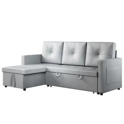Obrázok produktu pre SONNI 203x130x88cm Tmavosivá trojmiestna rohová pohovka s funkciou lôžka, pohovka a lôžko v jednom, ohňovzdorná pena, so skrytým úložným priestorom