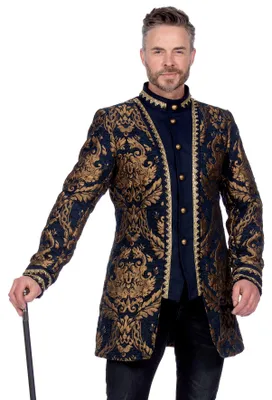 Produktbild von Edle Brokatjacke für Männer blau-gold Größe: XXL