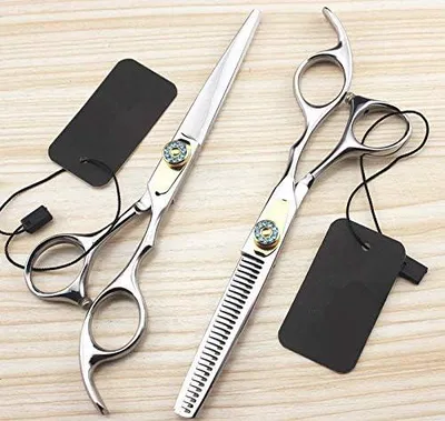 Produktbild von Professionelle Haarschneide- und Effilierschere, 6,0 Zoll, aus japanischem 440c-9cr13-Stahl, edelsteinblau, Friseurscheren-Set