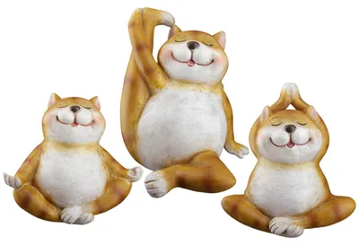Obrázek produktu pro Gilde, soška kočky, "Yoga Trio", pryskyřice, hnědá, délka 9 cm, šířka 14,5 cm, výška 15 cm, 37465, 4063387374658, 3 kusy (3 různé varianty)