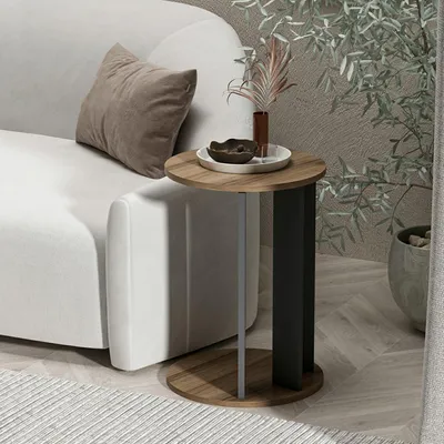 Immagine prodotto di Penango - Tavolino da Salotto, 34x34x64h cm Marrone Noce, Forma Rotondo