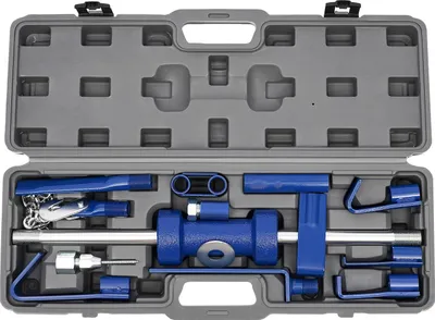Image de Kit d'outils de débosselage - Marteau coulissant et tire-bosses pour carrosserie - Kit de débosselage pour la réparation de carrosseries automobiles avec mallette de transport - Bleu