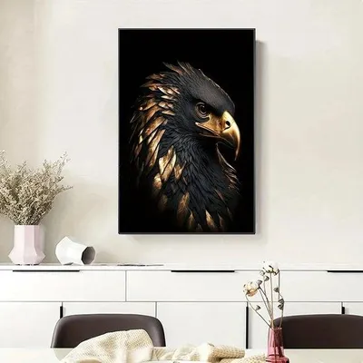 Produktbild von Famanu Canvasbild Schwarzer und Goldener Adler - 50 x 75 cm