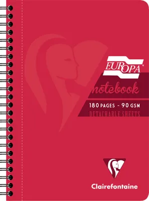 Produktbild von Clairefontaine 5x Spiralbuch A5, 90 Blatt liniert mit Rand Rot 5815Z