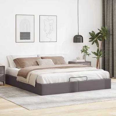 Produktbild von "2026 Promotion" Ottoman-Bett Schlafzimmer - ohne Matratze - Grau 200x200 cm - Kunstleder - Polsterbett CC16947