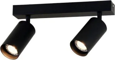 Image de Plafonnier 2 Spots Orientables Noir pour Ampoule GU10