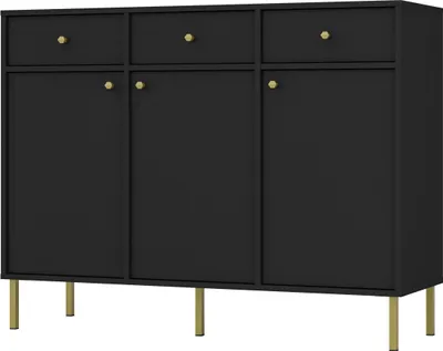 Produktbild von Masseno Kommode TORINO 125 cm Sideboard mit 3 Schubladen und 3 Türen für Wohnzimmer Schlafzimmer Modern 125x41x108 cm Graphitfarben / Graphitfarben