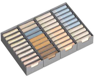 Produktbild von SONGMICS Schubladen-Organizer 4er Set, Unterwäsche-Organizer für IKEA HEMNES und MALM Kommoden, faltbar, grau