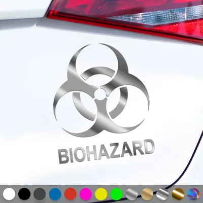 Produktbild von PantherPixel Biohazard Aufkleber Hinweis Warnung Vorsicht Sticker Auto Geschenkidee Farbe Chrom-Silber