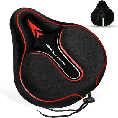 Productafbeelding van Memory Foam Fietszadelhoes - Verstelbare Zachte Fiets Kussen voor Man en Vrouw - Comfortabele Fietstoebehoren - Geschikt voor Binnen en