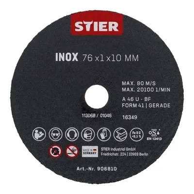 Produktbild von STIER Trennscheibe Edelstahl/Inox 76 x 1 x 10 gerade 10 Stk