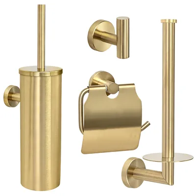 Produktbild von VDN Stainless WC-Zubehör-Set gold 4-teilig - Gebürsteter Edelstahl