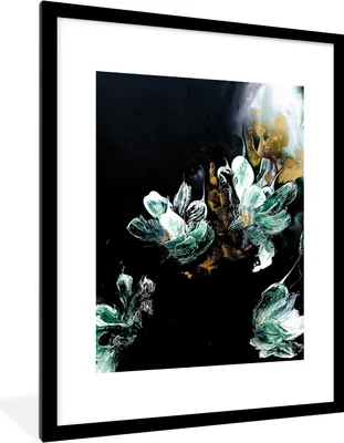 Produktbild von MuchoWow® Gerahmtes Poster Malerei - Farbe - Schwarz - Blau 60x80 cm - Poster mit Schwarzem Bilderrahmen Wandposter Rahmen Foto Bilder - Wohnzimmer - Dekorationen - Prämie