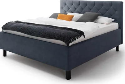 Produktbild von Bett San Marino 180x200cm mit Stauraum Kunstleder - blau/schwarz