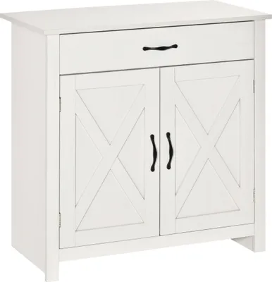Produktbild von HOMCOM Buffet-Küchen-Sideboard für Wohnzimmer mit 1 Schublade, 2 Türen und verstellbarem Innenregal, dekoratives Hilfsmöbel für Esszimmer, 80 x 39,7 x 80 cm, weiß gewaschen