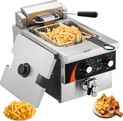 Zdjęcie produktu dla Frytkownica, pojemność oleju 6,2 litra, moc 1750 W, zakres temperatur od 175°F do 390°F,
