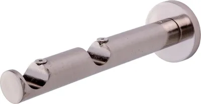 Produktbild von MDEKOR Wandträger 2-läufig Edelstahloptik P Wandhalter mit Metallmontageplatte für Gardinenstange 19 mm