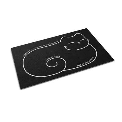 Produktbild von Fußmatte für die Tür – Unterlage zur Aufnahme von Schmutz – Rutschfeste Fußmatte für Innen- und Außenbereich – 60x40 cm – "Faulige Katze" (oder: "Trödelnde Katze", je nach gewünschter Nuance)