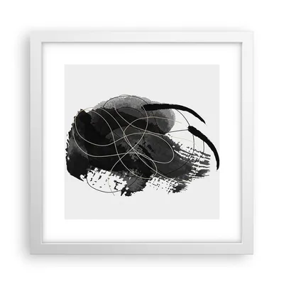 Produktbild von Gerahmtes Poster - Weißer Rahmen - Abstraktion Schwarz Flecken - 30x30 cm - Wand Bild - Wanddeko - Wandbilder - Kunstposter - Wandposter - Bilderrahmen - Bilder - Kunstdruck - P2WAC30x30-4368