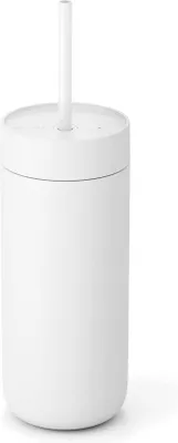 Obrázek produktu pro 16oz hrnek na ledovou kávu na cesty za studena z nerezové oceli s vakuovou izolací, nepropustným víčkem a brčkem - matně bílý