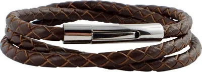 Immagine prodotto di König Design: collana in pelle, bracciale in pelle, 4 mm, da uomo, lunghezza 17 cm - 100 cm, intrecciata, lunghezza: 19 cm, colore: marrone