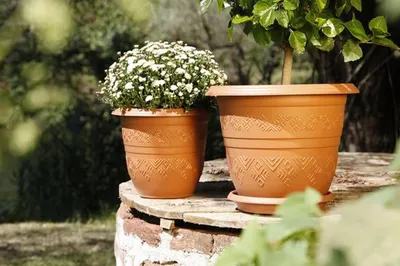 Obrázek produktu pro 1+1 terakotové květináče se vzorem 11 l Květináč Ø33x29 cm Květináč na bylinky Květináč na rostliny