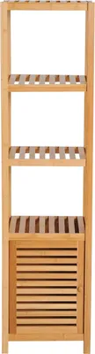 Produktbild von Badschrank Badezimmerschrank Mit 3 Offenen Fächern, Aufbewahrungsschrank Aus Bambus, Toilettenschrank, Natur, 36X33X140Cm