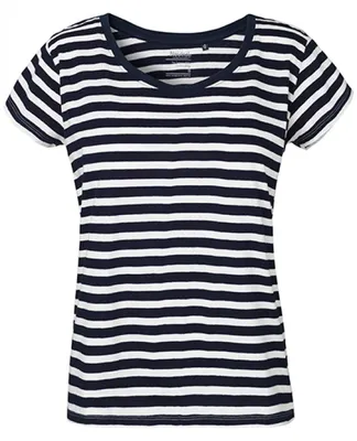 Produktbild von Neutral O81003 | Damen Loose Fit T-Shirt / Single Jersey Strick - Farbe: White - Navy (Striped) - Größe: XS
