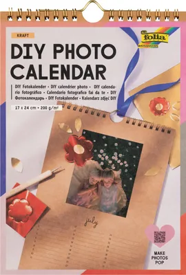 Produktbild von folia DIY Fotokalender Kraft 13 Bogen Kalender aus Papier zum Selbstgestalten