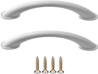 Produktbild von Unyqoos® 2er-Set weiße Möbelgriffe für Schränke & Schubladen, hochwertiger Formkunststoff, inkl. Schrauben