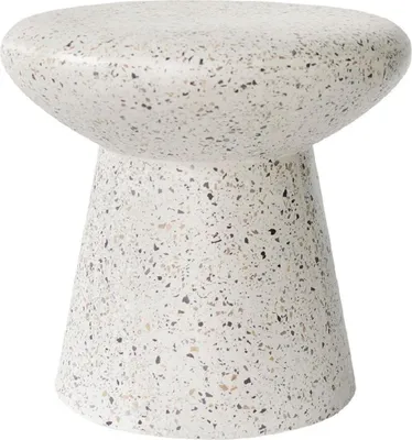 Produktbild von Casa Padrino Luxus Beistelltisch / Hocker Weiß Ø 50 x H. 47 cm - Runder Beton Tisch / Sitzhocker - Wohnzimmer Möbel - Luxus Möbel - Beton Möbel - Luxus Einrichtung - Wohnzimmer Einrichtung