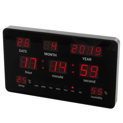 Produktbild von Perel LED-Wanduhr 37,8x25,8 cm Schwarz
