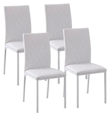 Image de Chaise de salle à manger - Chaise de cuisine - Chaise avec dossier - Chaise en similicuir - Chaise avec pieds en métal - Lot de 4