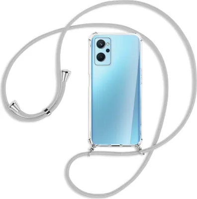 Produktbild von Handykette Backcover-Schutzhülle mit Band (Metall silberfarben) für Realme 9i - silbergrau