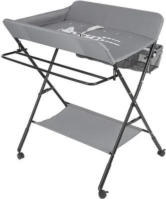 Zdjęcie produktu dla Składana komoda – przewijak dla niemowląt – pielęgnacja dziecka w domu – 3 poziomy regulacji wysokości – 80 x 66 x 98 cm – kolor: szary