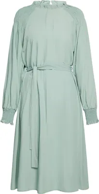 Produktbild von Mintfarbenes Kleid XL mit gesmokter Schulterpartie und Rüschenkragen