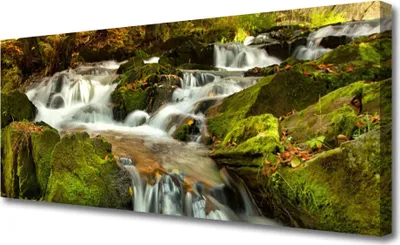 Produktbild von Tulup Leinwand-Bilder 125x50 Wandbild Canvas Kunstdruck Wasserfall Felsen Natur