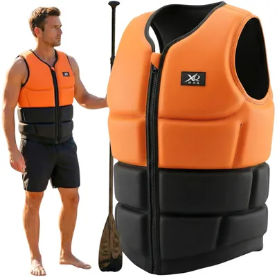 Produktbild von Neopren Schwimmweste SUP XQMAX Orange Schwarz Sicherheitsweste Auftriebsweste Wassersport L