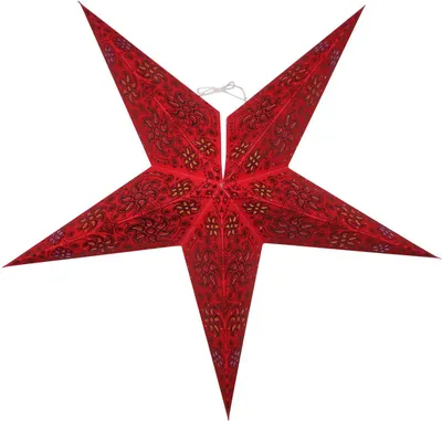 Immagine prodotto di Stella di carta - Stella di Natale - Stella a 5 punte - con motivo rosso e nero - 60 cm