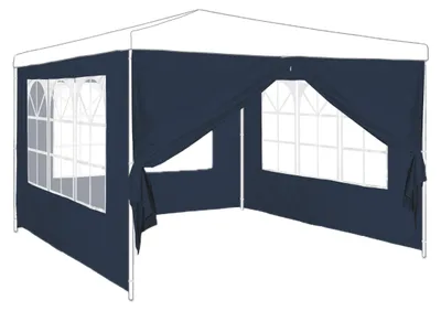 Produktbild von Relaxdays Seitenwand für Pavillon 4er Set, 2x3m, Seitenteile, Fenster & Reißverschluss, wasserdicht, PE-Kunststoff, blau