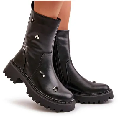 Produktbild von Damen  Stiefeletten Mit Reißverschluss Und Dekorativen Details Schwarz Reritha 38