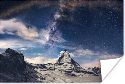 Produktbild von MuchoWow® Poster Matterhorn und Sternenhimmel bei Zermatt Schweiz 60x40 cm - Schlafzimmerdekoration