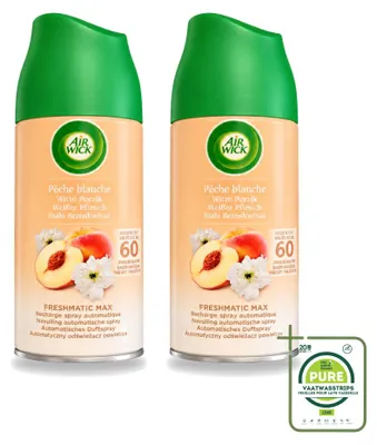 Produktbild von 2 x Air Wick Freshmatic Nachfüller - Weiße Pfirsich - 250 ml - Großpackung - 2 Stücke