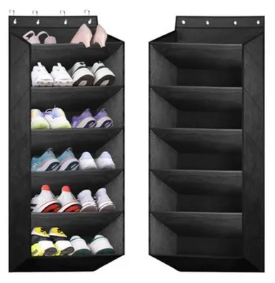 Produktbild von Schuhregal Hängend für Tür Schwarz 12 Paar Schuhe 8 Ebenen Oxford 600D