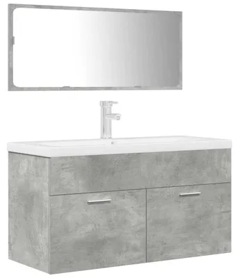 Immagine prodotto di vidaXL Set di mobili da bagno a 3 pezzi in legno grigio cemento