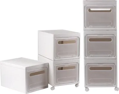 Produktbild von Famanu Stapelbare Aufbewahrungsboxen mit Deckel - 3 transparente Organizer