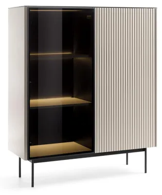 Imagen del producto de FURNLUX Vitrina Orta, color beige y . 107 cm. Color principal: beige. Dimensiones: 107 x 126 x 39 cm