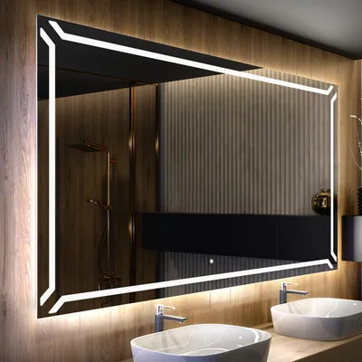 Produktbild von Artforma Badspiegel 160x80 cm - mit LED Beleuchtung - LED Farbe Kaltweiß 7000K - Individuell Nach Maß - Beleuchtet Wandspiegel Lichtspiegel Badezimmerspiegel | Lichtschalter: Touch Schalter |LED129
