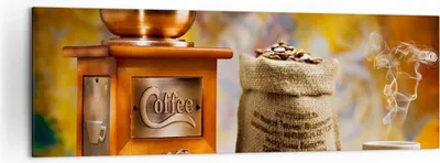 Produktbild von Bild auf Leinwand - Leinwandbild - Kaffee Körner Mühle Tasse - 160x50cm - Wand Bild - Wanddeko - Leinwanddruck - Bilder - Kunstdruck - Wanddekoration - Leinwand bilder - Wandkunst - AB160x50-2592