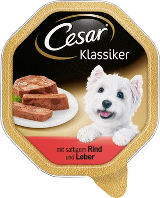 Image de Cesar nourriture humide classique sélection avec bœuf et foie 150g